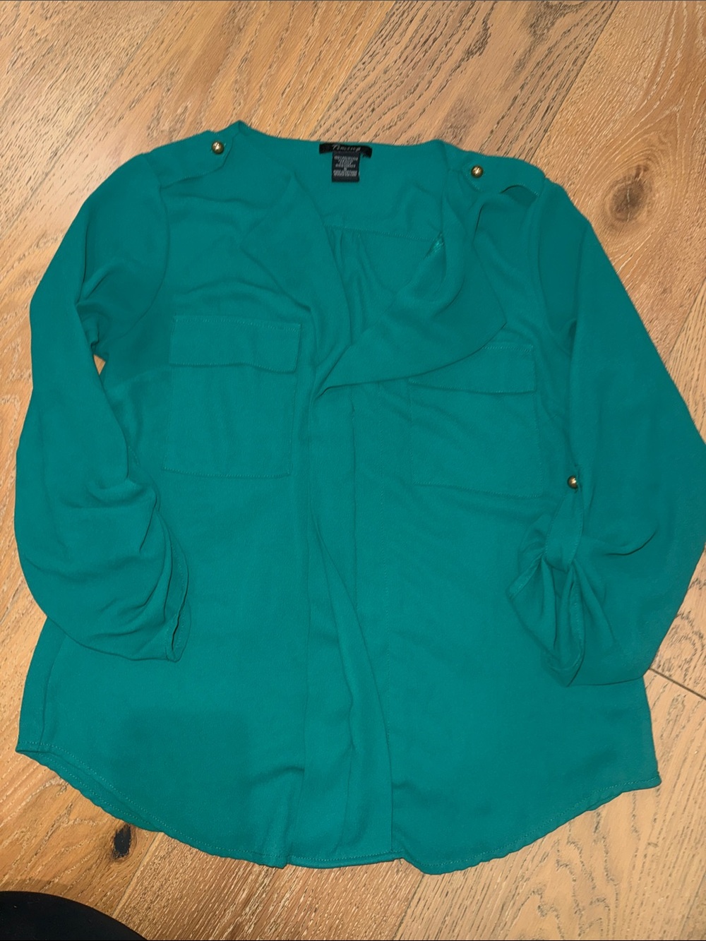 Timing Emerald Green Sheer Utility Blouse small